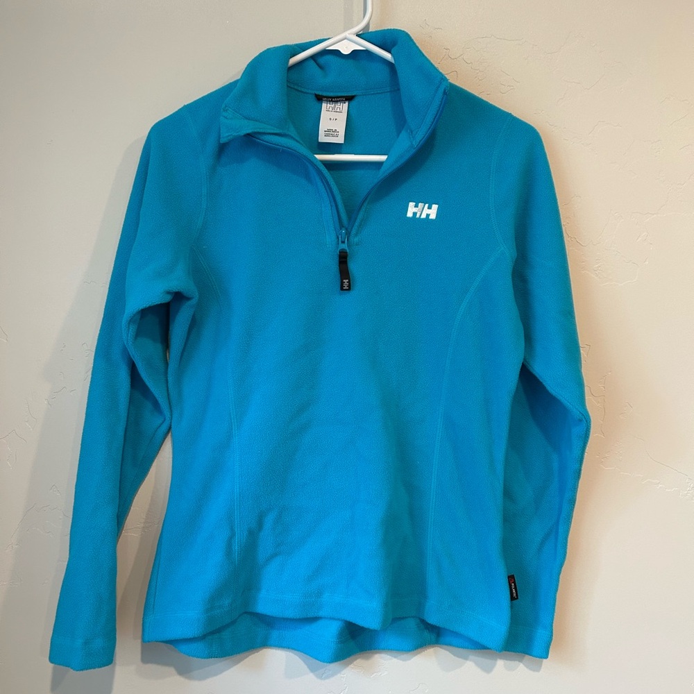 Helly Hansen Teal Blue Fleece Pullover Under Layer Skiing Polartec Size S